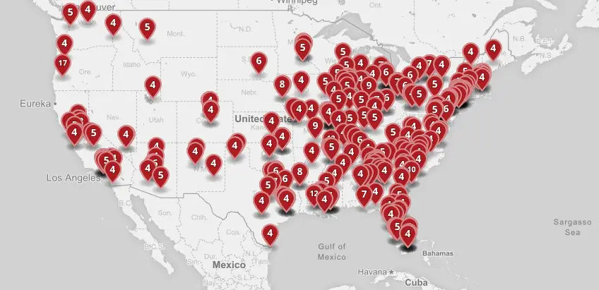 mass shootings map