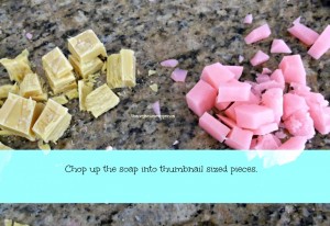 Cut soap into pieces